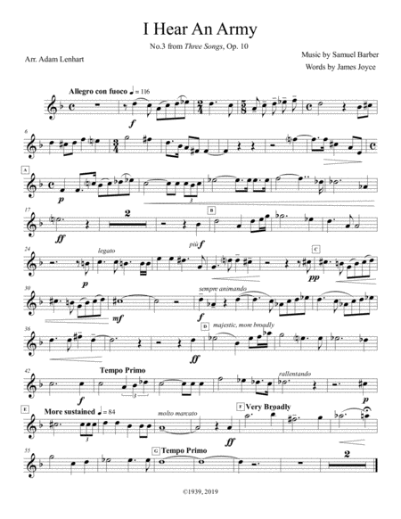 Free Sheet Music I Hear An Army For Bb Trumpet Solo