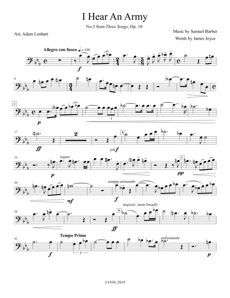 Free Sheet Music I Hear An Army For Cello Solo