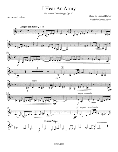 Free Sheet Music I Hear An Army For Contrabass Clarinet Solo