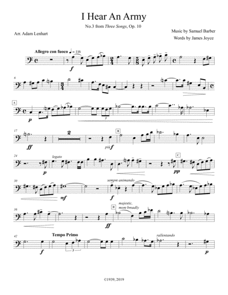 Free Sheet Music I Hear An Army For Euphonium Baritone Solo