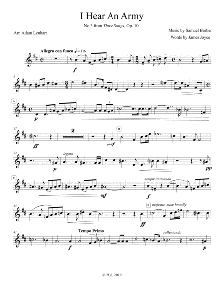 Free Sheet Music I Hear An Army For Piccolo Trumpet Solo