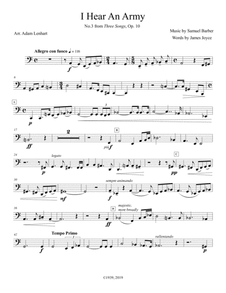 Free Sheet Music I Hear An Army For Tuba Solo