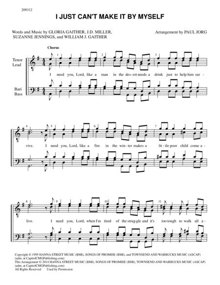 I Just Cant Make It By Myself Sheet Music