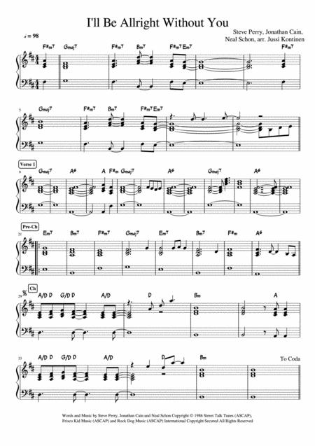 I Ll Be Alright Without You Journey Keyboard Part Sheet Music