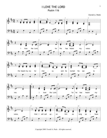 Free Sheet Music I Love The Lord Psalm 116