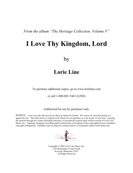 Free Sheet Music I Love Thy Kingdom Lord