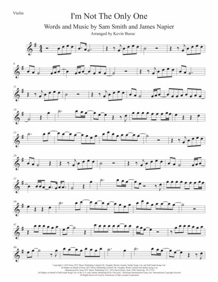 I M Not The Only One Violin Sheet Music