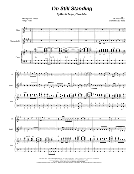 I M Still Standing Duet For Flute And Bb Clarinet Sheet Music