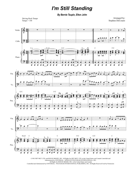 Free Sheet Music I M Still Standing Duet For Violin And Cello