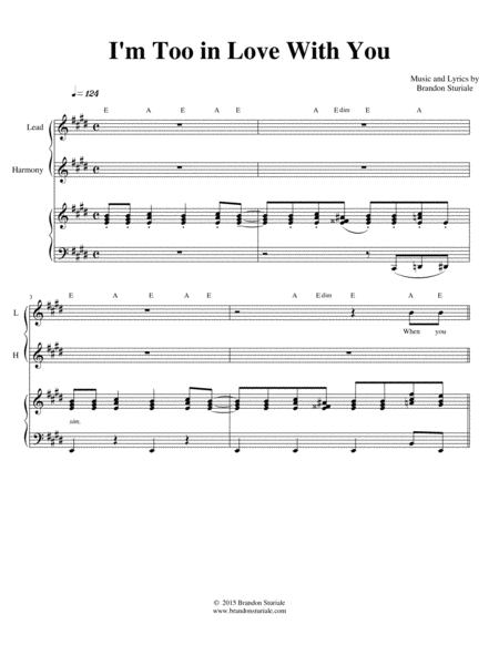Free Sheet Music I M Too In Love With You