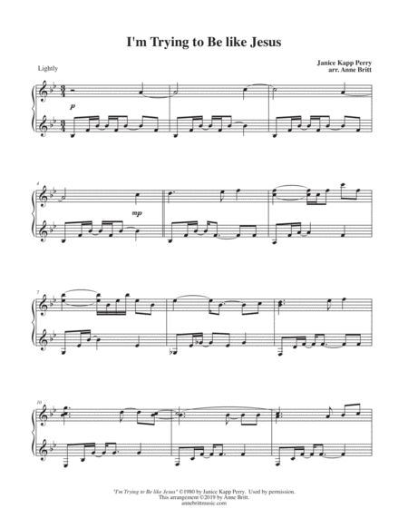 I M Trying To Be Like Jesus Sheet Music