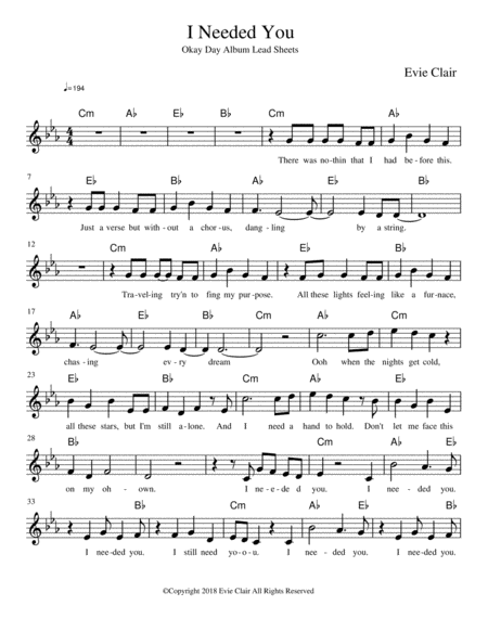 I Needed You Sheet Music