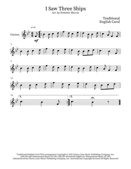 I Saw Three Ships Clarinet And Bass Clarinet Duet Sheet Music