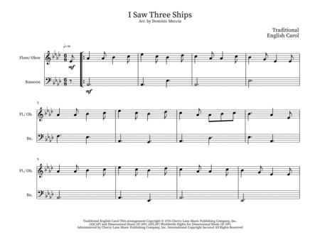 Free Sheet Music I Saw Three Ships Flute Oboe And Bassoon Duet