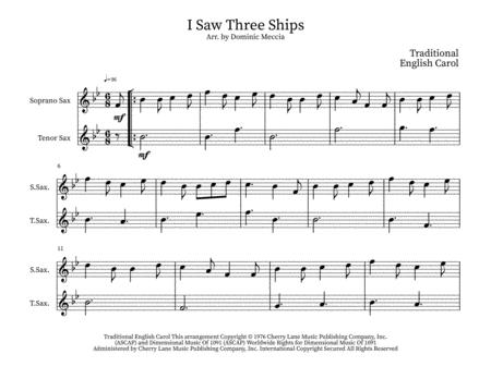 I Saw Three Ships Soprano And Tenor Sax Duet Sheet Music