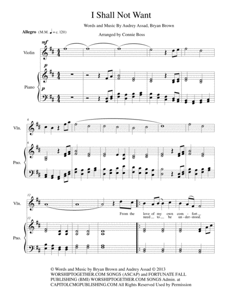 I Shall Not Want With Violin And Piano Sheet Music