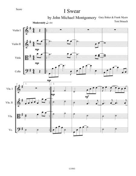 Free Sheet Music I Swear