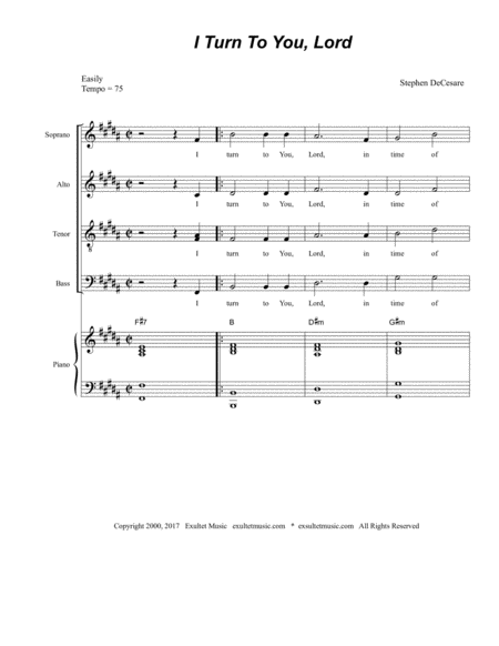 I Turn To You Lord Sheet Music