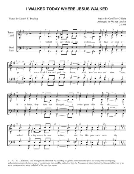 I Walked Today Where Jesus Walked Sheet Music