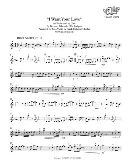 Free Sheet Music I Want Your Love Solo Violin Chic Arr Cellobat