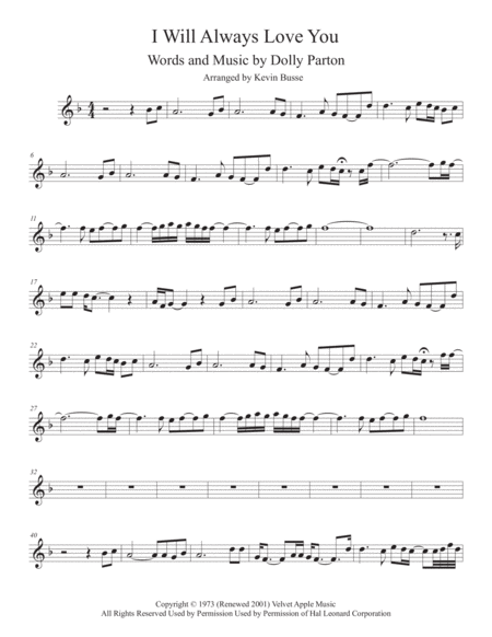 I Will Always Love You Violin Sheet Music