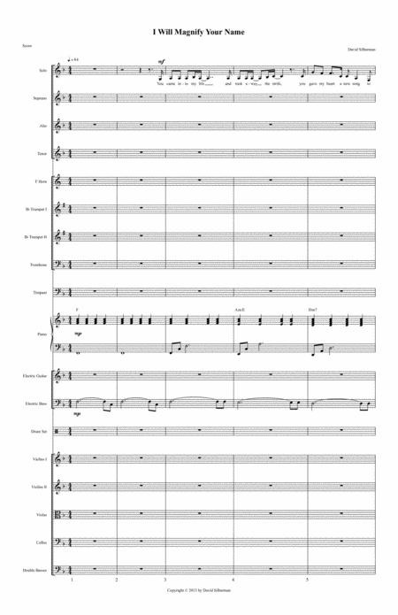 I Will Magnify Your Name Orchestral Score Sheet Music