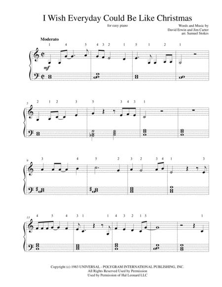 Free Sheet Music I Wish Everyday Could Be Like Christmas For Easy Piano