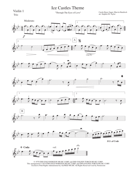 Ice Castles Theme Through The Eyes Of Love String Trio Sheet Music