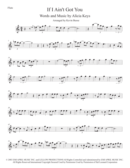 If I Aint Got You Easy Key Of C Flute Sheet Music