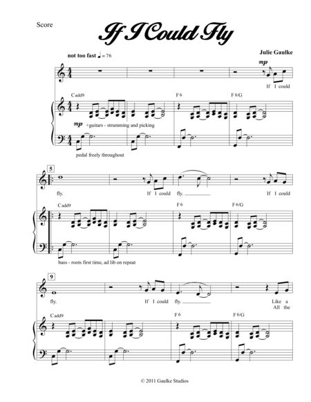 Free Sheet Music If I Could Fly Vocal