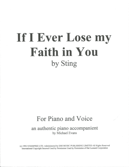 If I Ever Lose My Faith In You Sheet Music