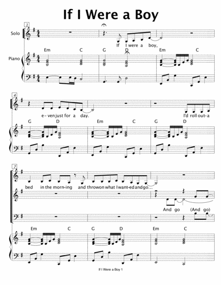 If I Were A Boy Sheet Music