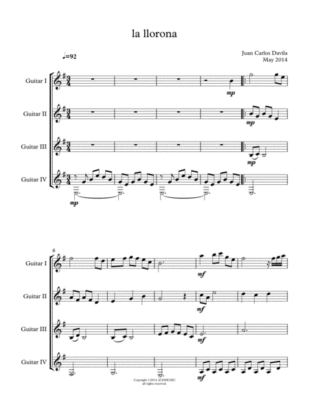 Free Sheet Music Ii La Llorona Leyendas Del Valle