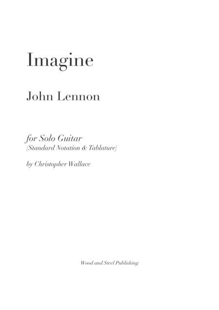 Imagine For Solo Guitar Standard Notation Tablature Sheet Music