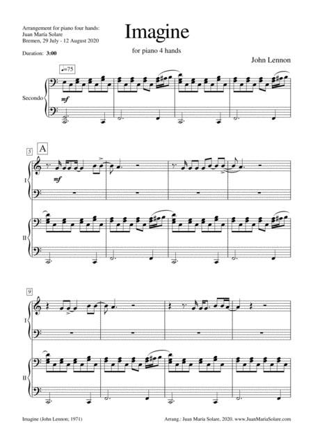 Imagine Piano 4 Hands Sheet Music