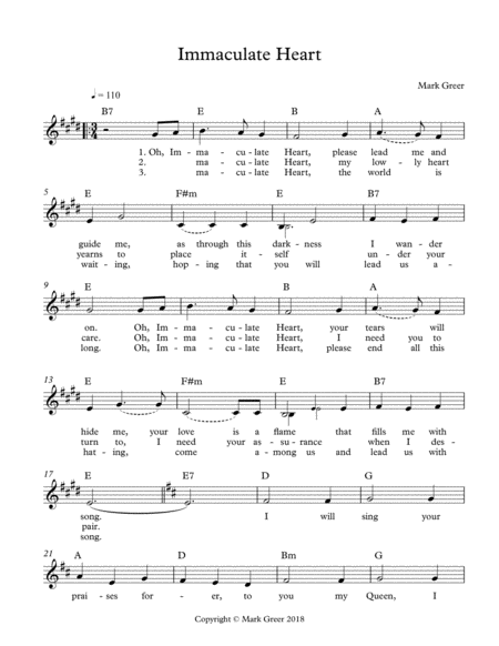 Immaculate Heart Sheet Music