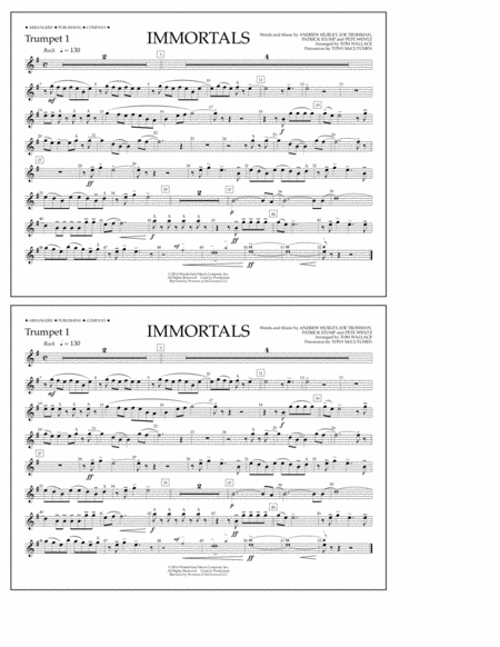 Immortals From Big Hero 6 Arr Tom Wallace Trumpet 1 Sheet Music