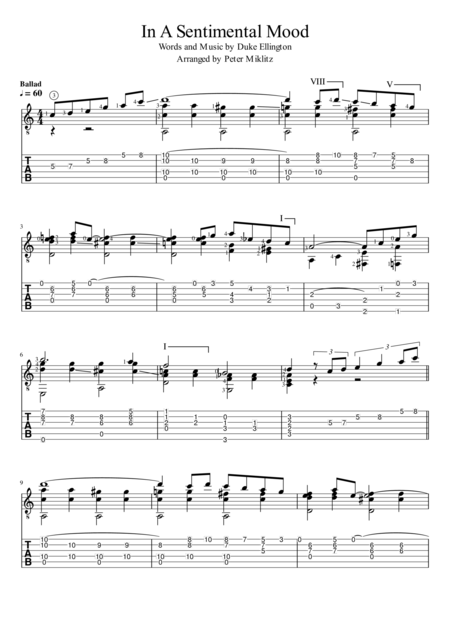 In A Sentimental Mood Standard Notation And Tab Sheet Music