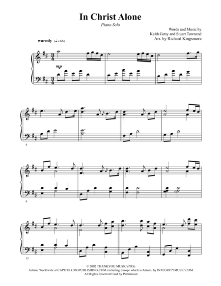 Free Sheet Music In Christ Alone