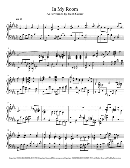 In My Room Jacob Collier Sheet Music