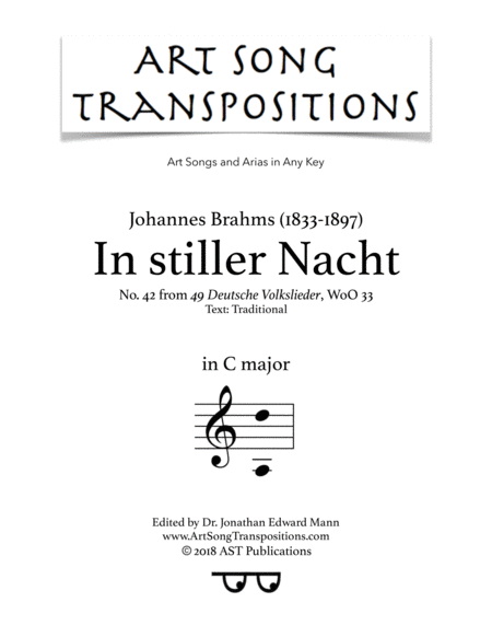 In Stiller Nacht C Major Sheet Music