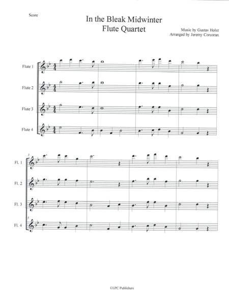 In The Bleak Midwinter For Flute Quartet Sheet Music