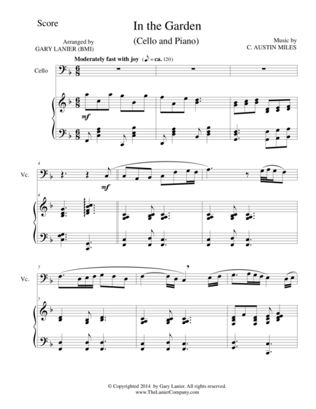 Free Sheet Music In The Garden Cello Piano And Cello Part