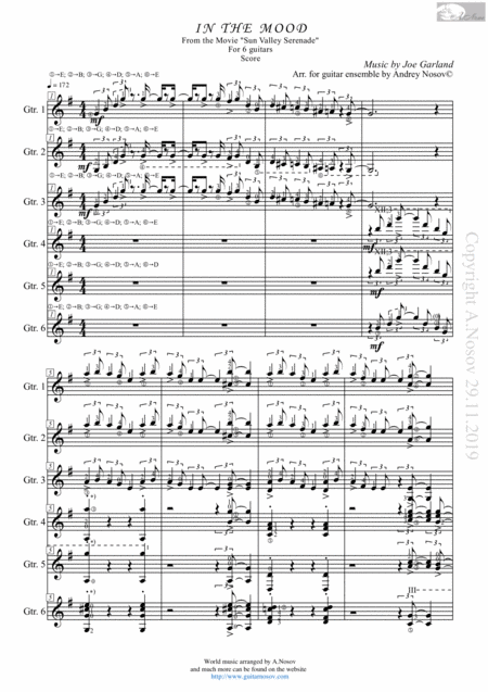 In The Mood Sheet Music For 6 Guitars Sheet Music