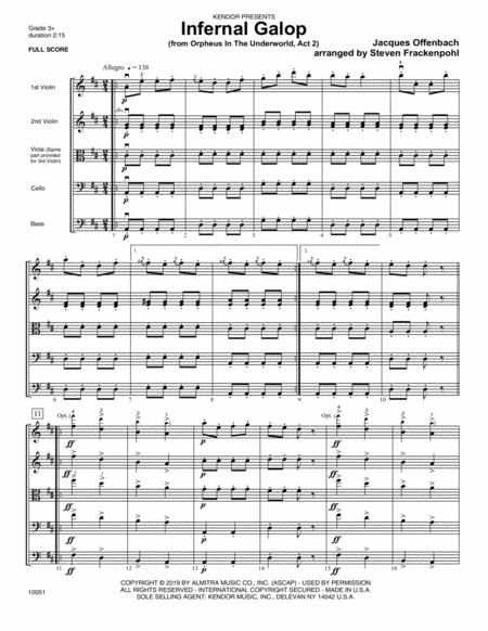 Infernal Galop From Orpheus In The Underworld Act 2 Full Score Sheet Music