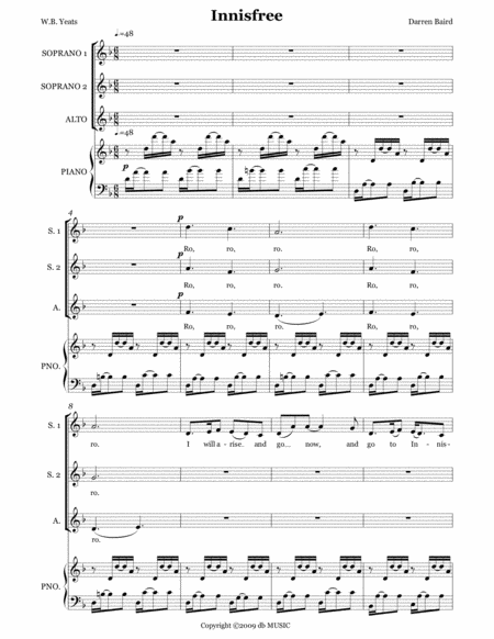 Innisfree Ssa Voices Sheet Music