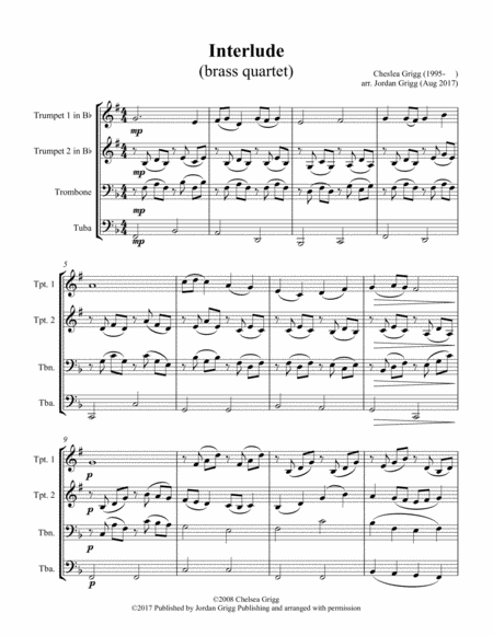 Interlude Brass Quartet Sheet Music