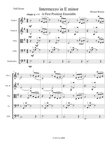 Intermezzo In E Minor For String Orchestra First Position String Orchestra Series Sheet Music