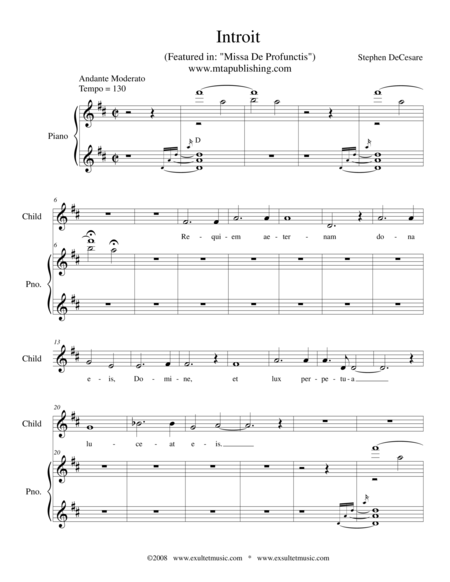 Introit From Missa De Profunctis Sheet Music