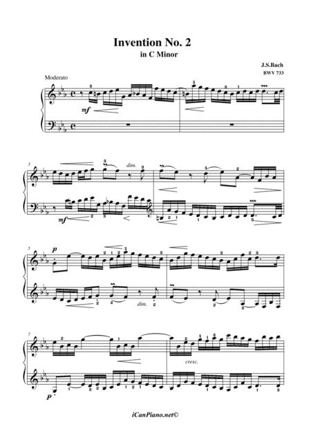 Free Sheet Music Invention No 2 In Cm Bwv 773 Js Bach